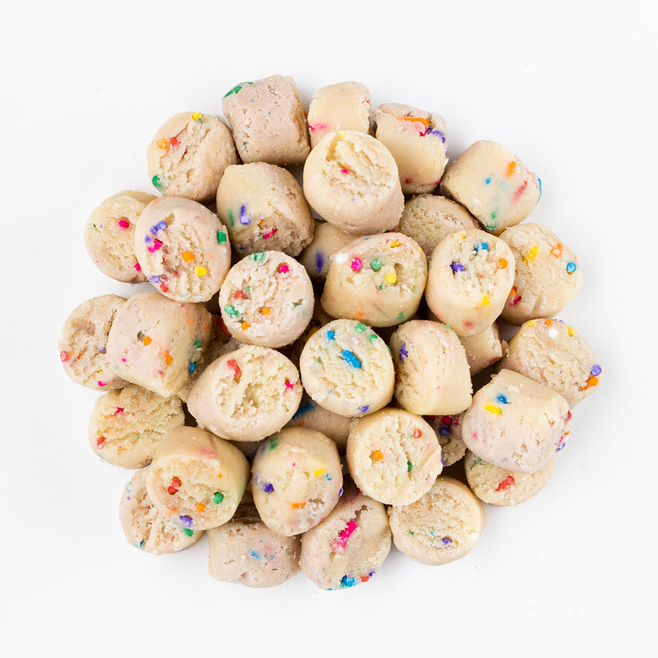 small pile of birthday cake cookie dough pieces