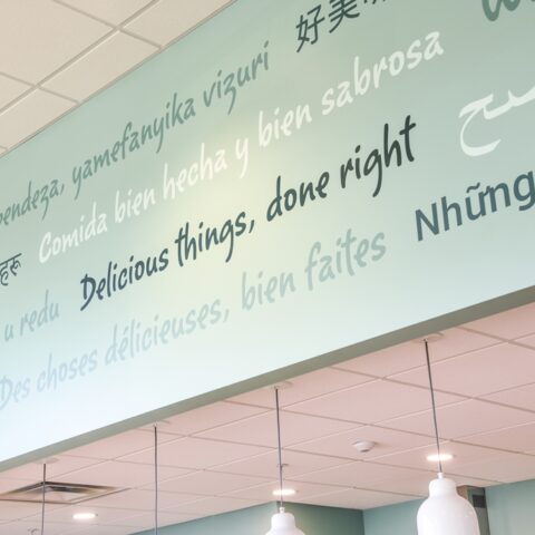 Delicious things, done right printed on a wall