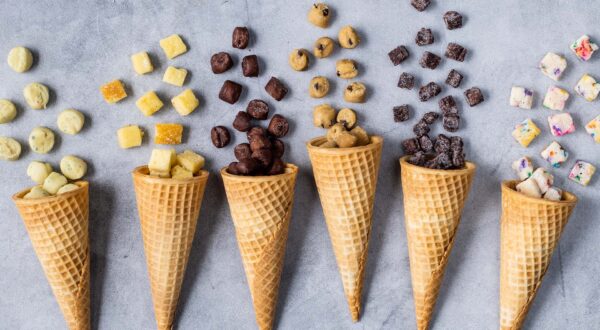 row of cones with inclusions in them